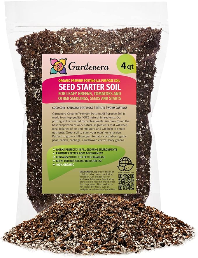 Premium Organic Seed Starter Soil - 4 Quart - All-Purpose Organic Potting Soil for Happy Seedlings and Plants by Gardenera-VerdiqueGarden