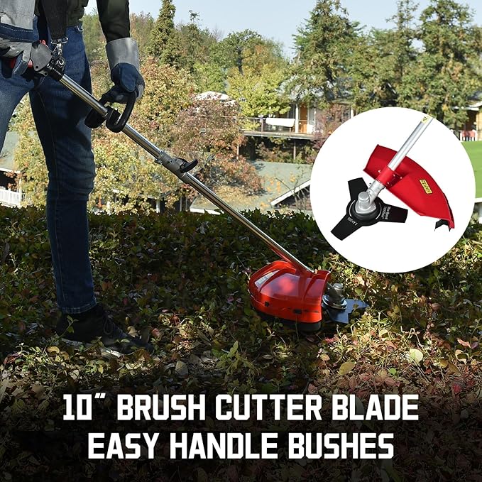 PowerSmart 21-Inch 144cc Gas Push Lawn Mower & 16-Inch 25.4cc String Trimmer/Edger with 10-Inch Brush Cutter for Grass Cutting-VerdiqueGarden