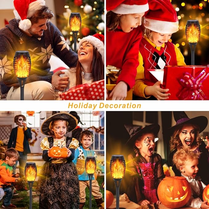 Solar Lights Outdoor, 8Pack Solar Torch Light with Flickering Flame for Garden Decor, Waterproof Outdoor Lighting Landscape, LED Flame Torches for Outside Patio Pathway Yard Decorations-VerdiqueGarden