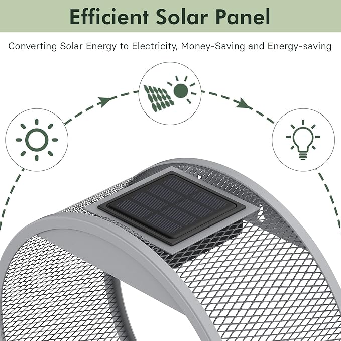 Grand patio Outdoor Circular LED Solar Hanging Wall Sconce Planter, with Dusk to Dawn Sensor Decor Wall Lighting for Garage Doorway Patio Yard, Cement Grey (S-Round)-VerdiqueGarden