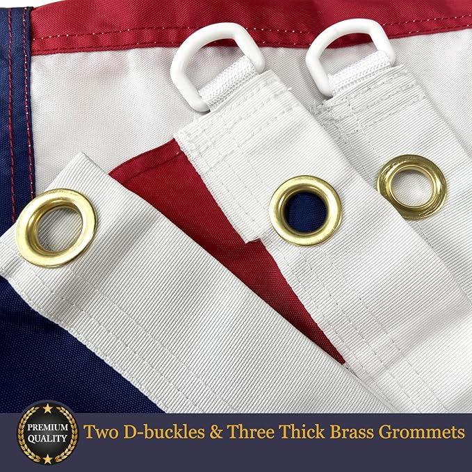 Homissor American Flag 5x8 Embroidered Stars 5x8 Foot Flags USA Heavy Duty Nylon US Outdoor Banner Sewn Stripes with 3 Brass Grommets-VerdiqueGarden