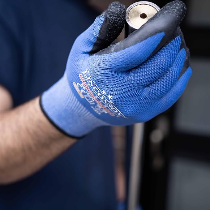 linconson 12 Pack Safety Performance Series Construction Mechanics Wrinkle Latex Work Gloves-VerdiqueGarden