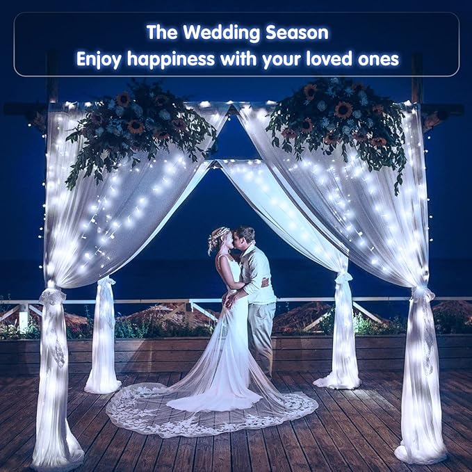 JMEXSUSS 66ft 200 LED White Christmas Lights Indoor Bedroom, Connectable White String Lights Outdoor Clear Wire, 8 Modes Twinkle String Lights Plug in for Room Tree Wedding Christmas Decoration-VerdiqueGarden