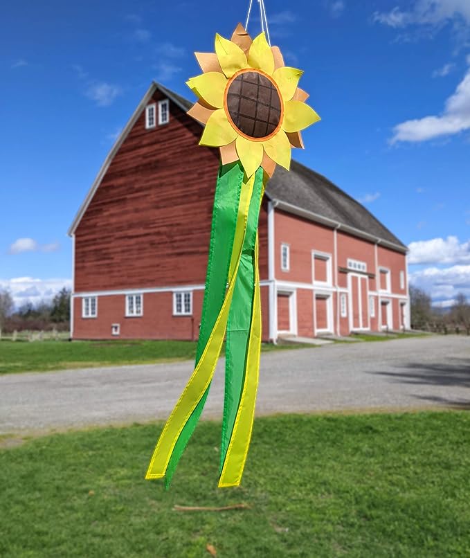 Madrona Brands Sunflower Windsock | Durable Outdoor Hanging Decoration | Yard, Garden, Patio, Home and More | 42-Inch-VerdiqueGarden