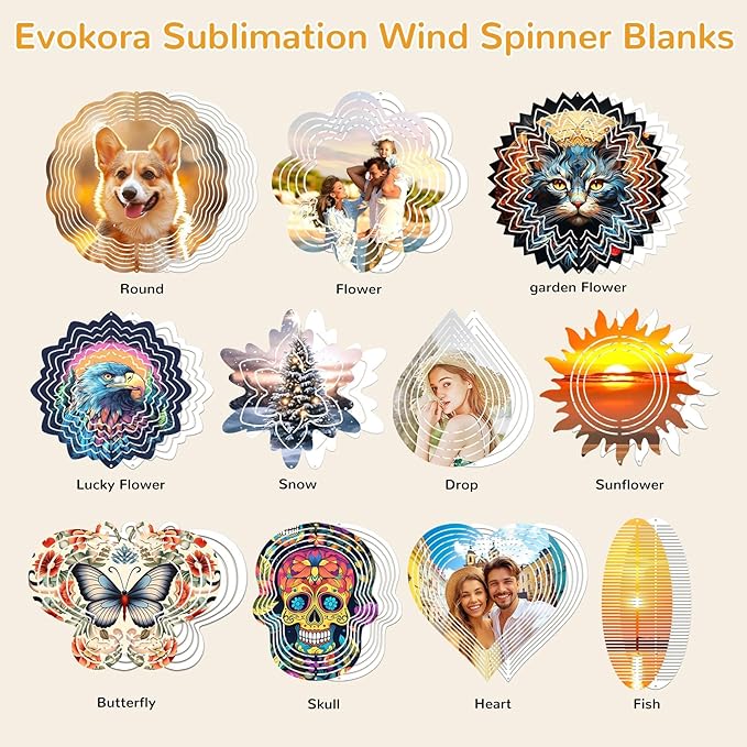 10 Pack Sublimation Wind Spinner Blanks, 10 Inch Sublimation Wind Spinners, 3D Aluminum Metal Hanging Wind Spinner Bulk for Garden Yard Outdoor, Window Porch Decoration for Heat Press Transfer DIY-VerdiqueGarden