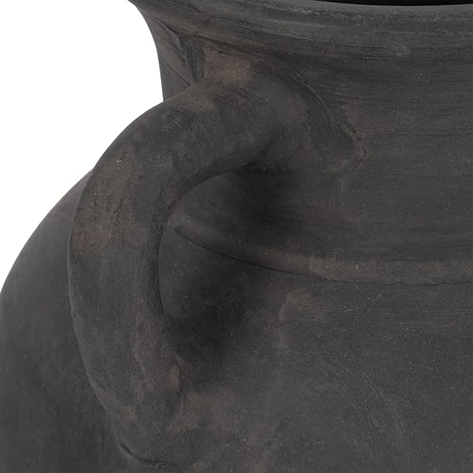 Sagebrook Home Black Boho Terracotta Vase - Amphora-Style Decorative Flower Holder for Home, Office & Living Room - 9" Black-VerdiqueGarden