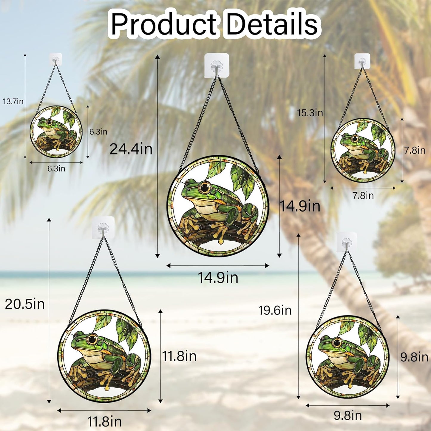 Stained Glass Window Hanging, Frog Green Leaf Sun Catchers Colorful Glass Panel Cool Suncatcher Decor for Birthday for Women, Men, Wife, Aunt, and Mom 14.9x14.9 in-VerdiqueGarden