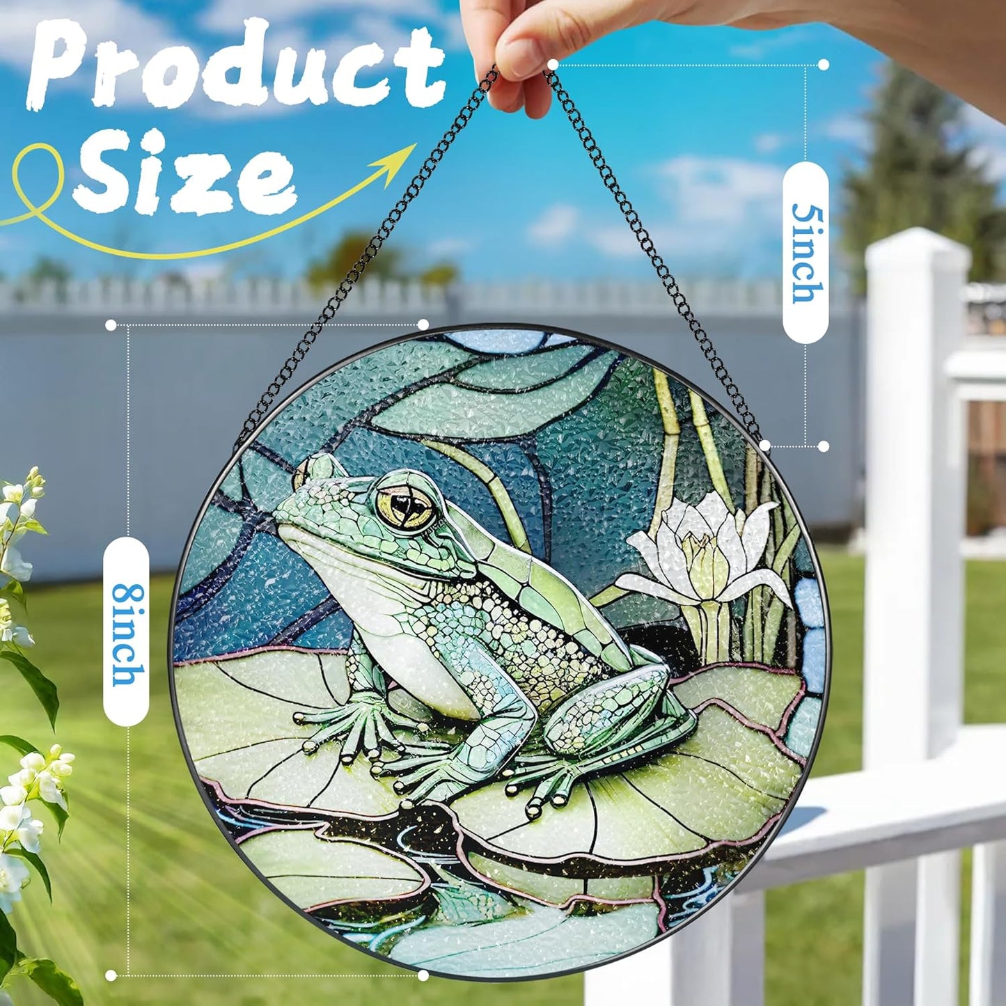 Stained Glass Window Hanging, Stained Glass Suncatcher, Frog Sun Catcher, Window Hanging Decor, Frog Lover Gift, Gifts for Fathers Day or Mathers Day, Christmas or Birthday Gift, Gifts for Friend-VerdiqueGarden