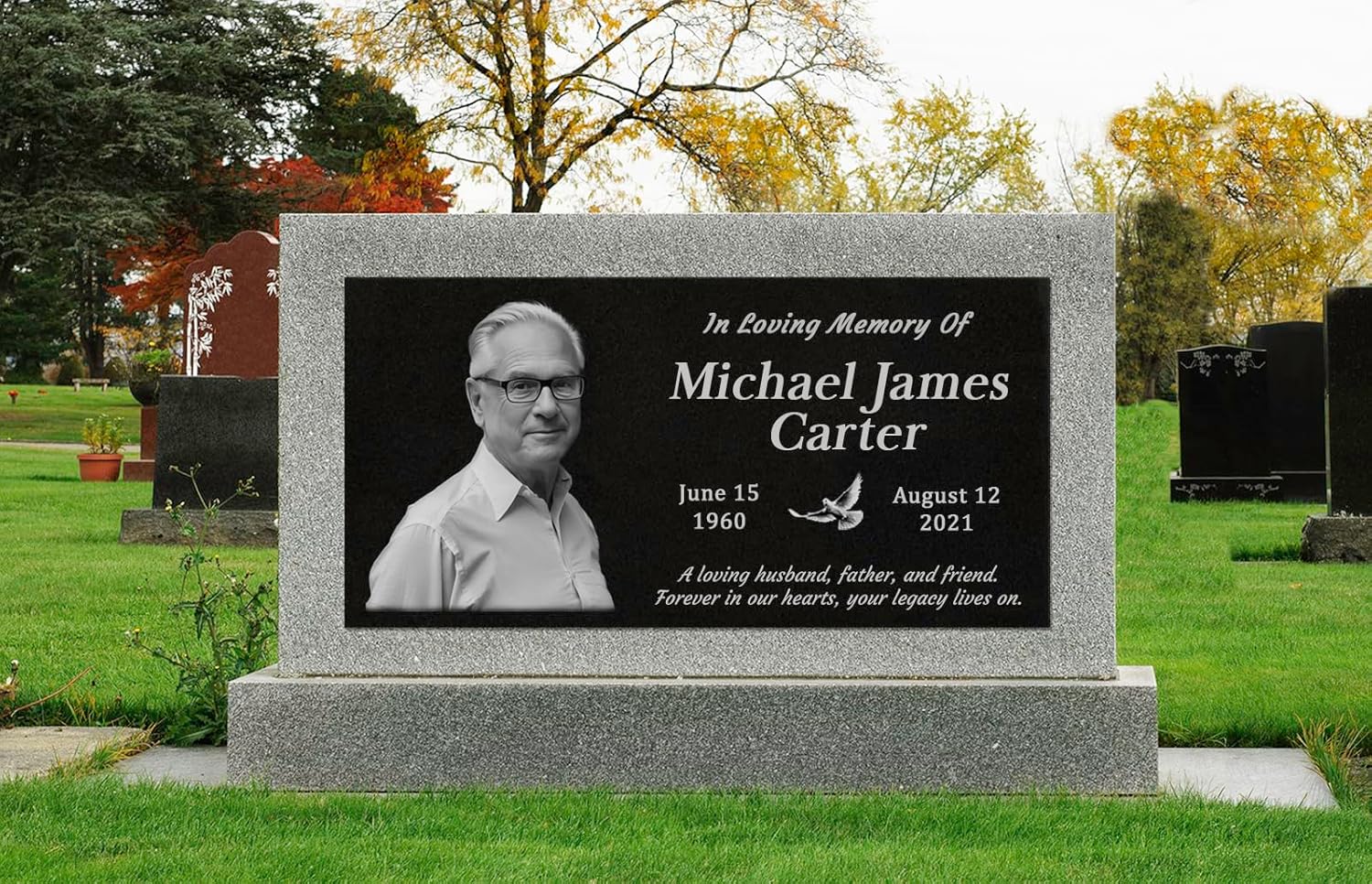 24x12 Personalized Granite Grave Stone – Custom Engraved Headstone for Cemetery, Memorial Plaque for Grave, Durable Tribute Marker for Loved Ones-VerdiqueGarden