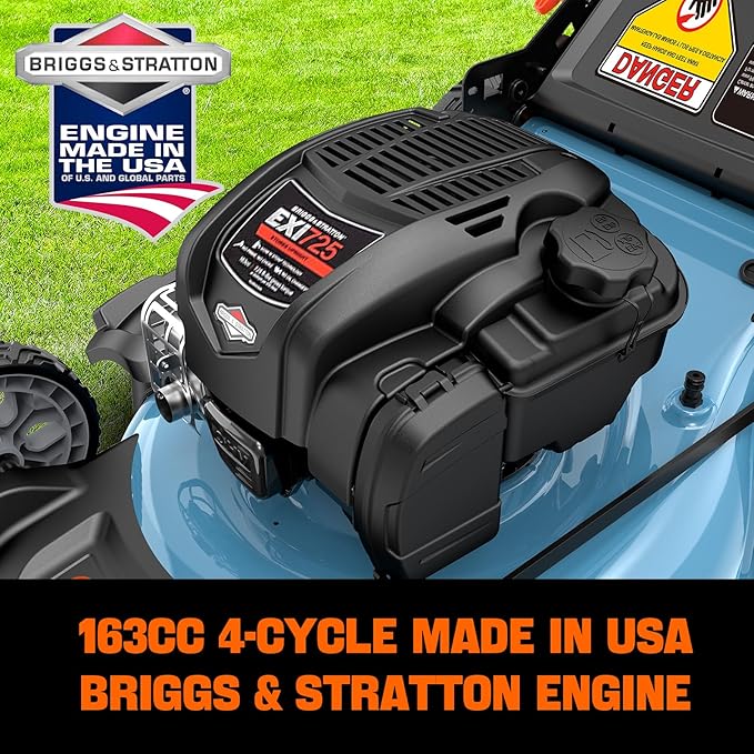 SENIX LSSG-H2 22-Inch Self Propelled Gas Lawn Mower with 163 cc 4-Cycle Engine, 3-in-1 Rear Wheel Drive Variable Speed Lawnmower, 6-Position Height Adjustment-VerdiqueGarden