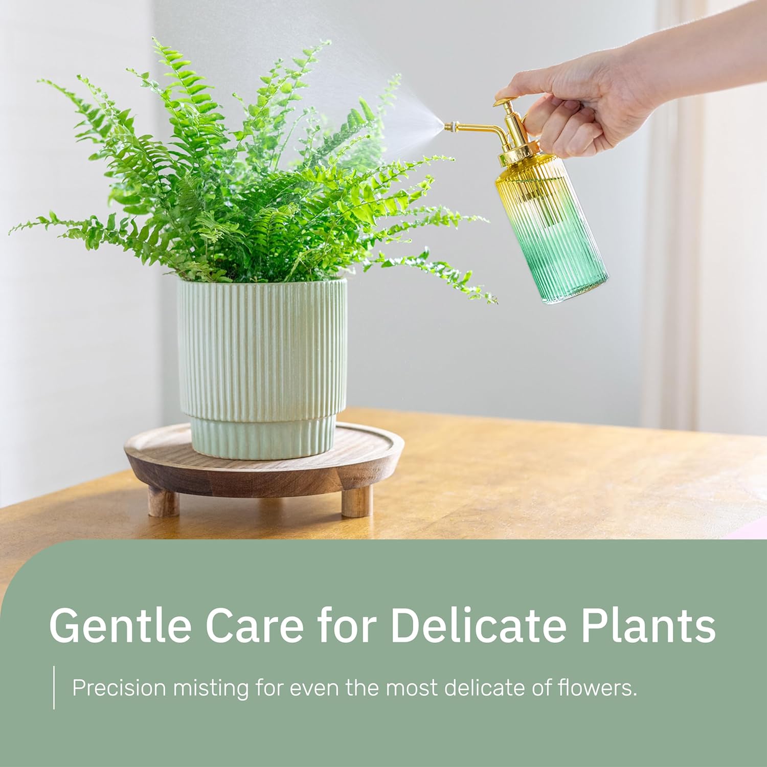 Useful Co. Yellow & Green Glass Plant Mister for inside, Mister for Plants, Plant Sprayer Mister, Decorative Plant Mister Spray Bottle with Adjustable Nozzle for indoor plants (230ml/ 7.8oz)-VerdiqueGarden