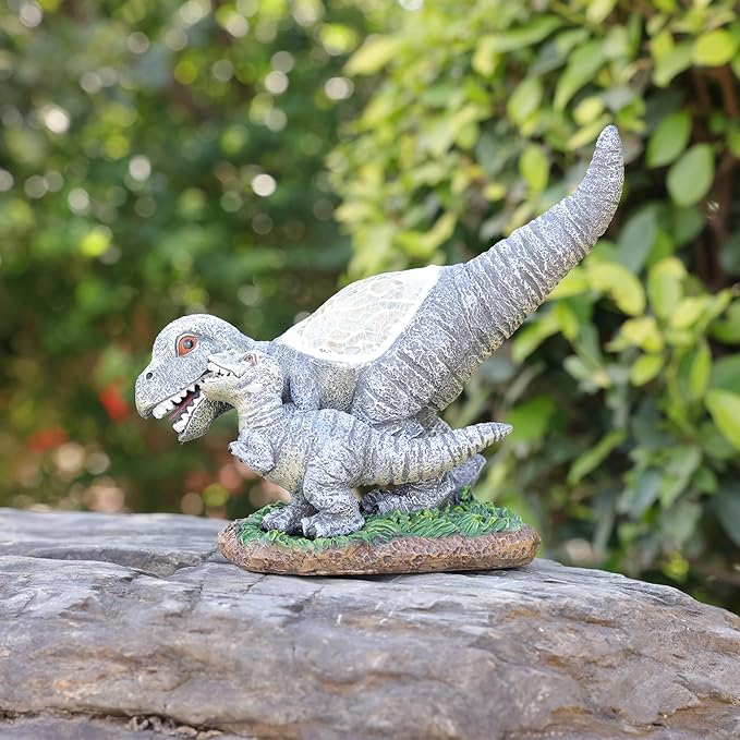 Garden Statue Dinosaur,Solar Dinosaur Decor for Outdoor,Resin Dinosaurs Figurine with Solar Light for Patio,Balcony,Yard,Lawn Ornament,Perfect Garden Gift-VerdiqueGarden