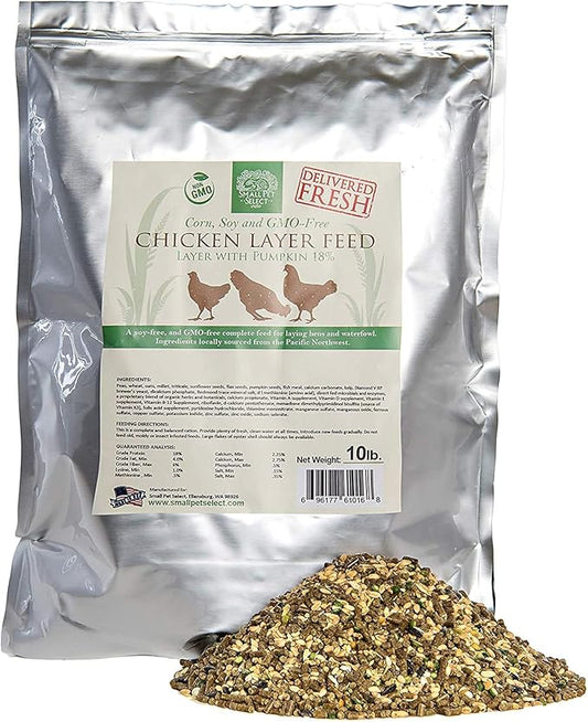 Small Pet Select Chicken Layer Feed, Non-GMO, Corn Free, Soy Free, 18% Protein,10 lb-VerdiqueGarden