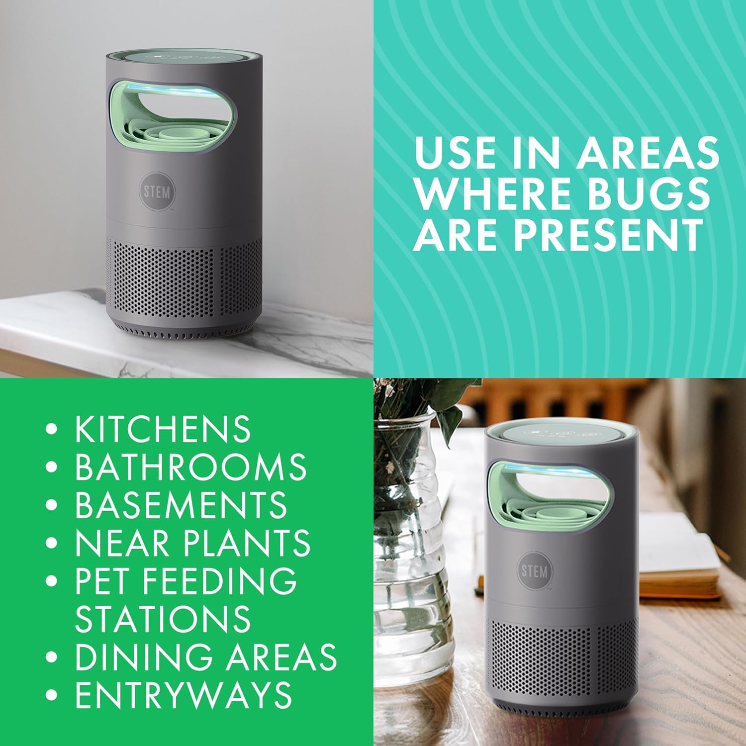 STEM Flying Insect Fan Trap for Indoor Bug Control, Attracts Mosquitoes, Fruit Flies, and House Flies, Plug-in Fan with UV Light, Starter Kit Includes 2 Devices and 10 Glue Traps-VerdiqueGarden