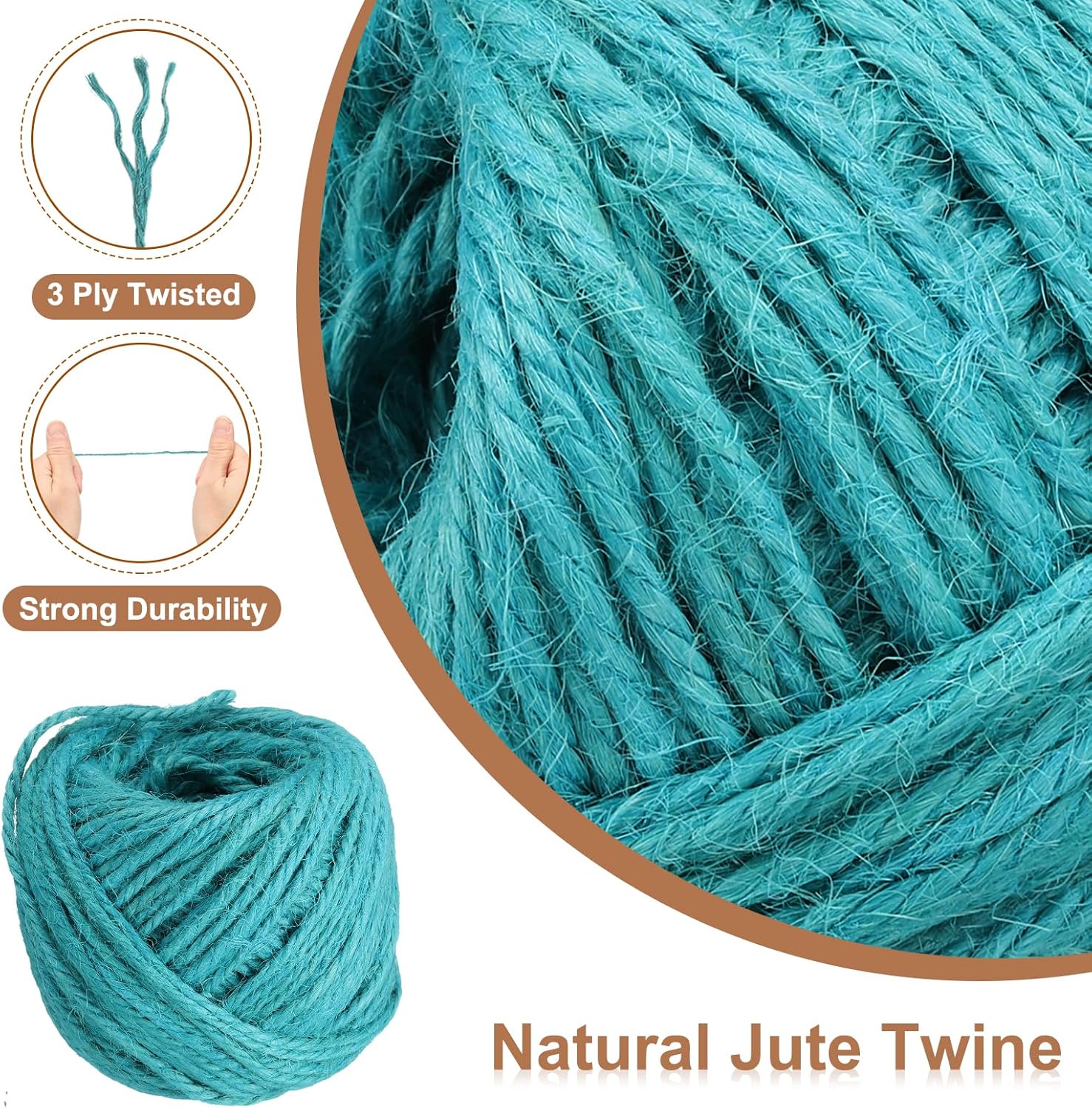 uxcell 164 Feet Natural Jute Twine String,3mm Thin Garden Twine Rope Colored Plant String Cord for DIY Art Crafts Gift Wrapping Decoration Packing Gardening Plant Hanger,Bright Blue-VerdiqueGarden