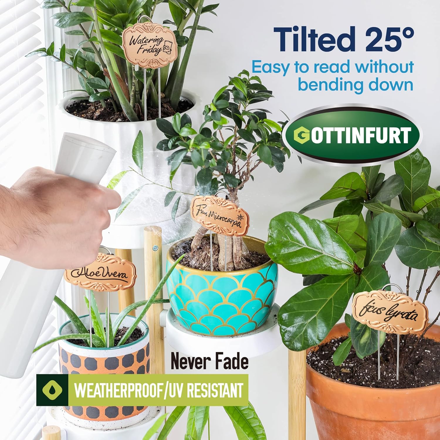 Updated Metal Plant Labels for Garden, 25 Pack Stainless Steel DIY Plant Markers Waterproof for Flowers Pots, Vegetables, Seedlings, Seed (Gold Rose)-VerdiqueGarden