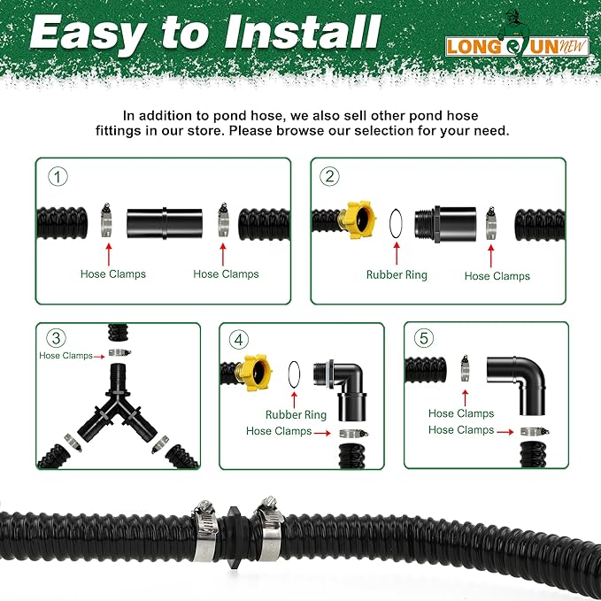 1.25" ID x 23.6 Ft Premium Flexible PVC Pond Tubing - Durable, Kink-Resistant, and Multipurpose for Ponds, Water Features, Filters, and More - Easy Installation and Concealment-VerdiqueGarden