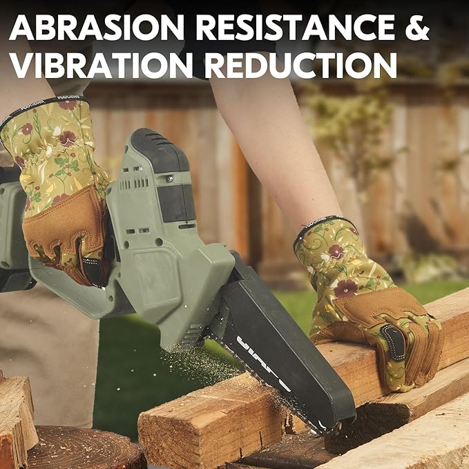 Vgo... 1Pair Gardening Gloves for Women, Goatskin leather Thorn Proof Working Gloves for Weeding, Digging, Raking, Pruning and Planting,Touchscreen (M,Light Green,GA7471)-VerdiqueGarden