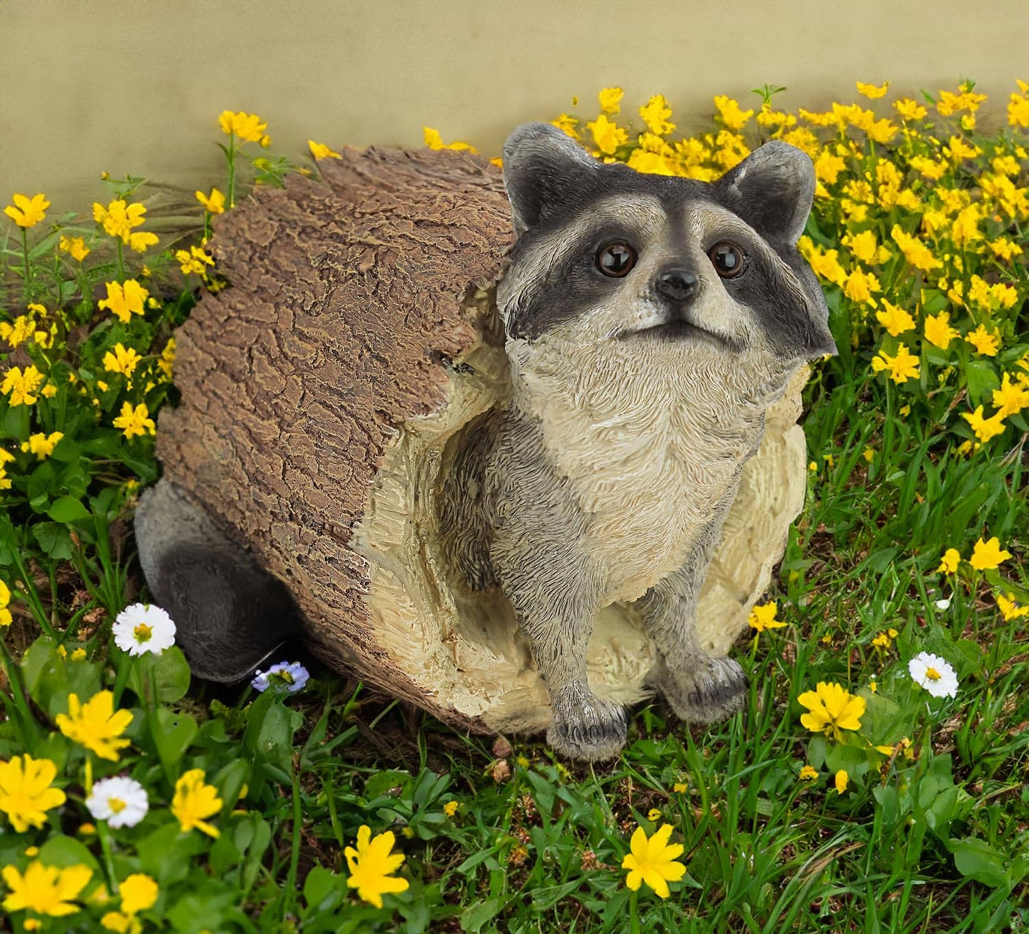 Raccoon Outdoor Animal Statue - Lifelike Raccoon Figurine, Woodland Theme Animal Decor, Home & Garden Decor Accent, Decorative Statue & Sculpture-VerdiqueGarden