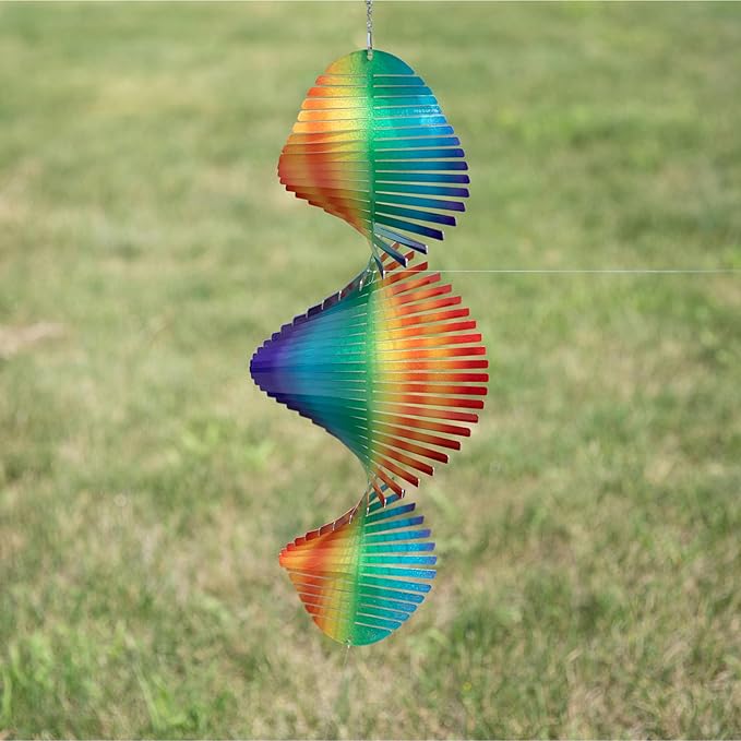 VP Home Rainbow Helix Kinetic Wind Spinner for Yard and Garden Wind Spinner Outdoor Metal Large Hanging Rainbow Decor 3D Garden Art Wind Sculpture Spinners Kinetic Art Garden Spinner-VerdiqueGarden