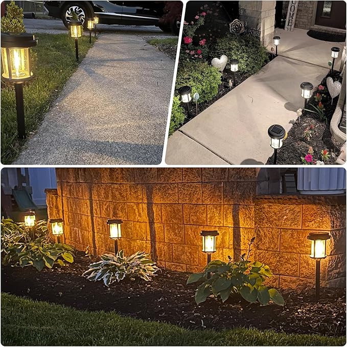XMCOSY+ Solar Pathway Lights, 20 LM Bright Solar Light Outdoor, Waterproof Seed Glass & Metal Solar Powered Garden Lights, Outside Solar Lights for Yard Lawn Landscape Walkway(Black & Grey)-VerdiqueGarden