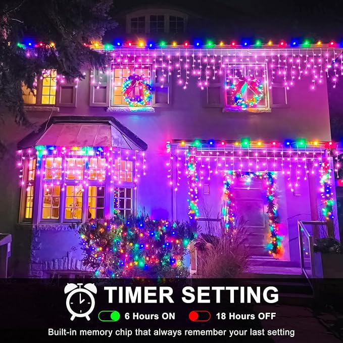 Christmas Icicle Lights Outdoor, 66Ft 640 LED Icicle Lights for Outside with 8 Modes Timers, Waterproof Plug in Twinkle String Light for House Yard Eave Patio Party Holiday Decorations, Pink-VerdiqueGarden