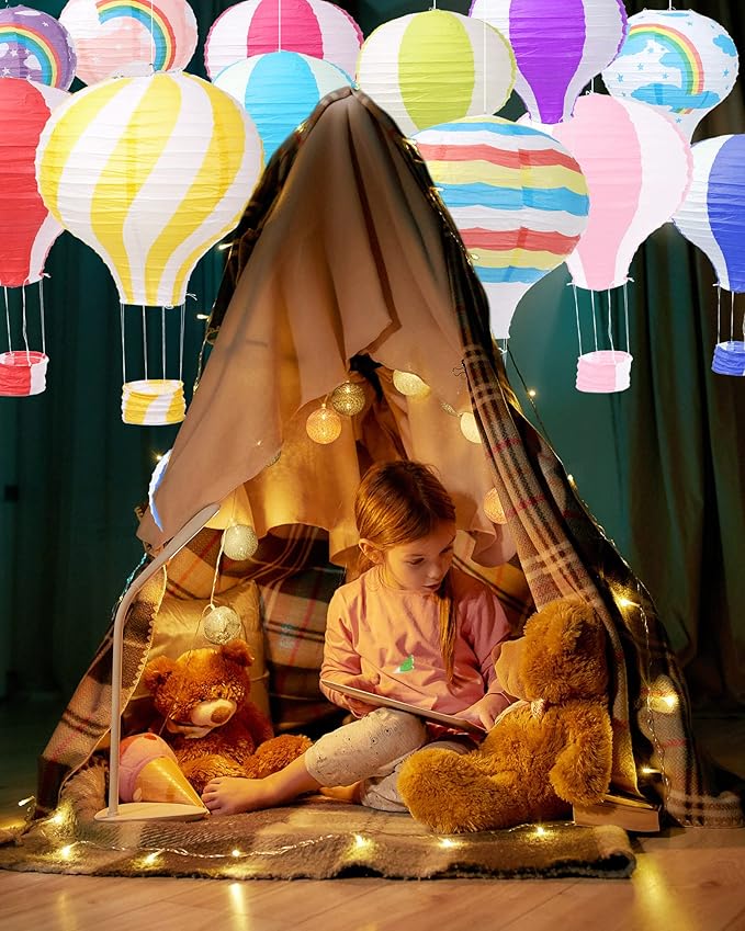 Treela 20 Pcs Hanging Hot Air Balloon Paper Lanterns 12 Inch Hot Air Balloon Decorations Centerpieces Reusable Chinese Japanese Paper Lantern for Birthday Wedding Baby Shower Christmas Party Festival-VerdiqueGarden