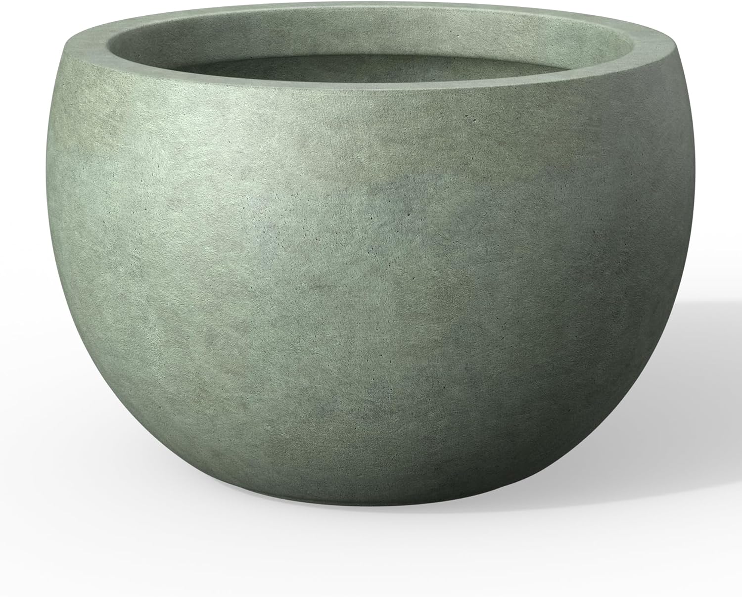 Kante 15.7" Dia Round Concrete Planter, Outdoor/Indoor Large Bowl Plant Pots with Drainage Hole and Rubber Plug for Garden Patio Balcony Home, Mint Green-VerdiqueGarden