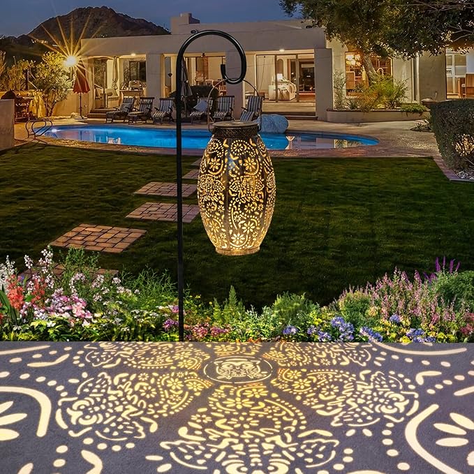 2Pack Owl Solar Outdoor Lanterns Waterproof, Large Decorative Garden Solar Lights for Table, Patio, Yard, Lawn Ornaments, Birthday Mothers' Day Gifts for Mom Dad ( Antique Bronze)-VerdiqueGarden