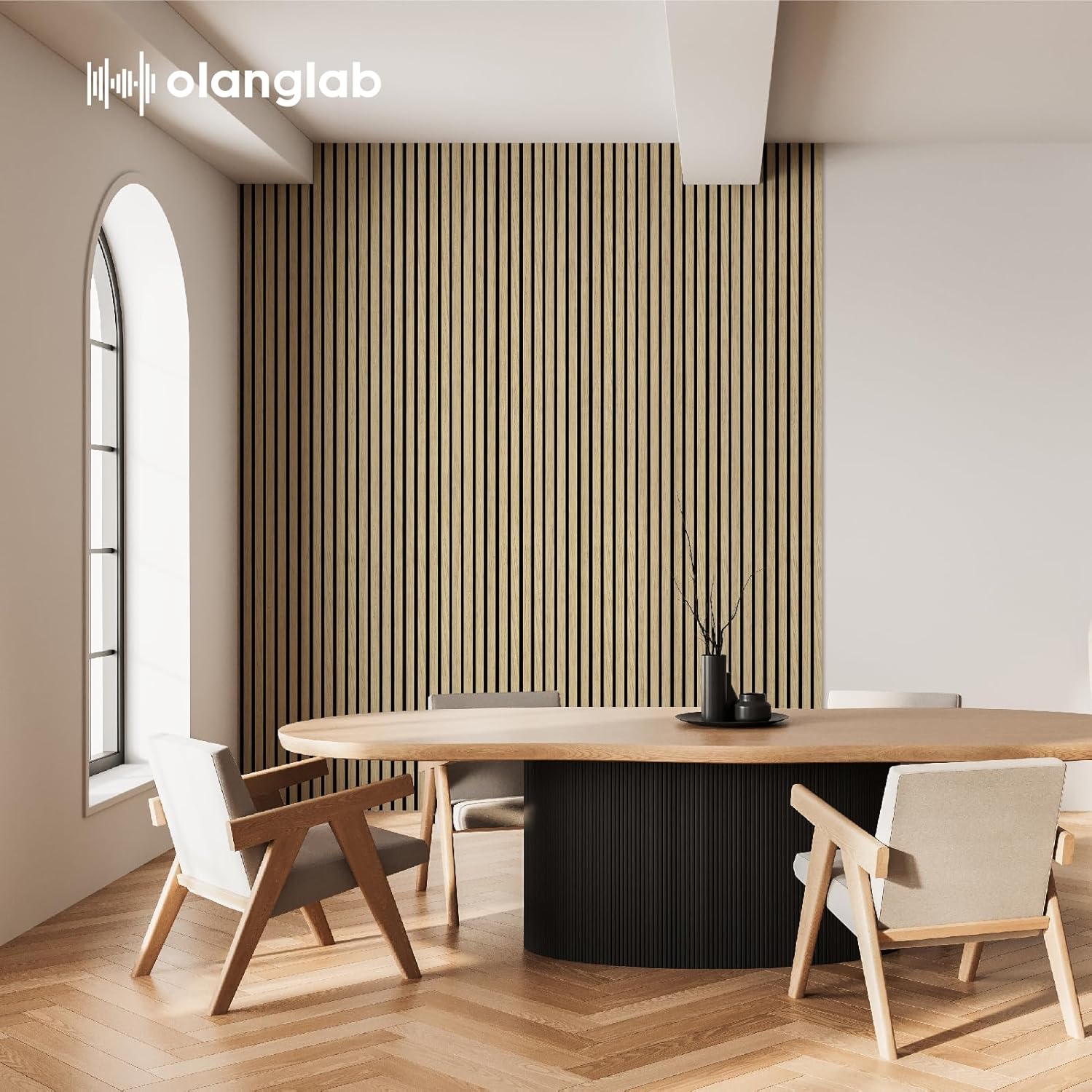 Olanglab Wood Slat Wall Panels 4 Pack, Wooden Acoustic Wall Panels, 94.5"x12.6" Each 3D Wall Panels for Interior Wall Decor (Warm Oak-Extendo Trio)-VerdiqueGarden