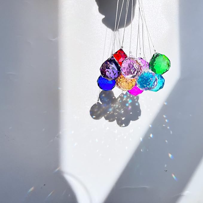 H&D 20mm Multi-Color Crystal Ball Prism Feng Shui Faceted Decorating,Pack of 12-VerdiqueGarden