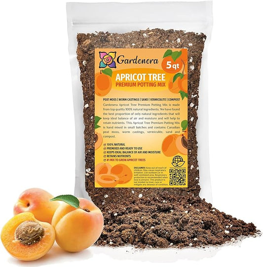 Premium Apricot Potting Soil Mix - Ideal Nutrient Blend for Growing Robust, Flavorful, and Bountiful Apricots - 5 Quart-VerdiqueGarden