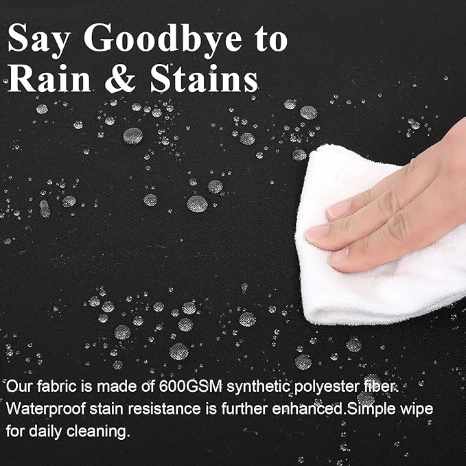 Outdoor Chair Cushions Set of 2 for Patio Furniture 24x24x4 Inch Waterproof Patio Chair Cushion 3 Year Color Fastness Square Elastic Foam Garden Couch Pads with Ties and Handle,Black-VerdiqueGarden