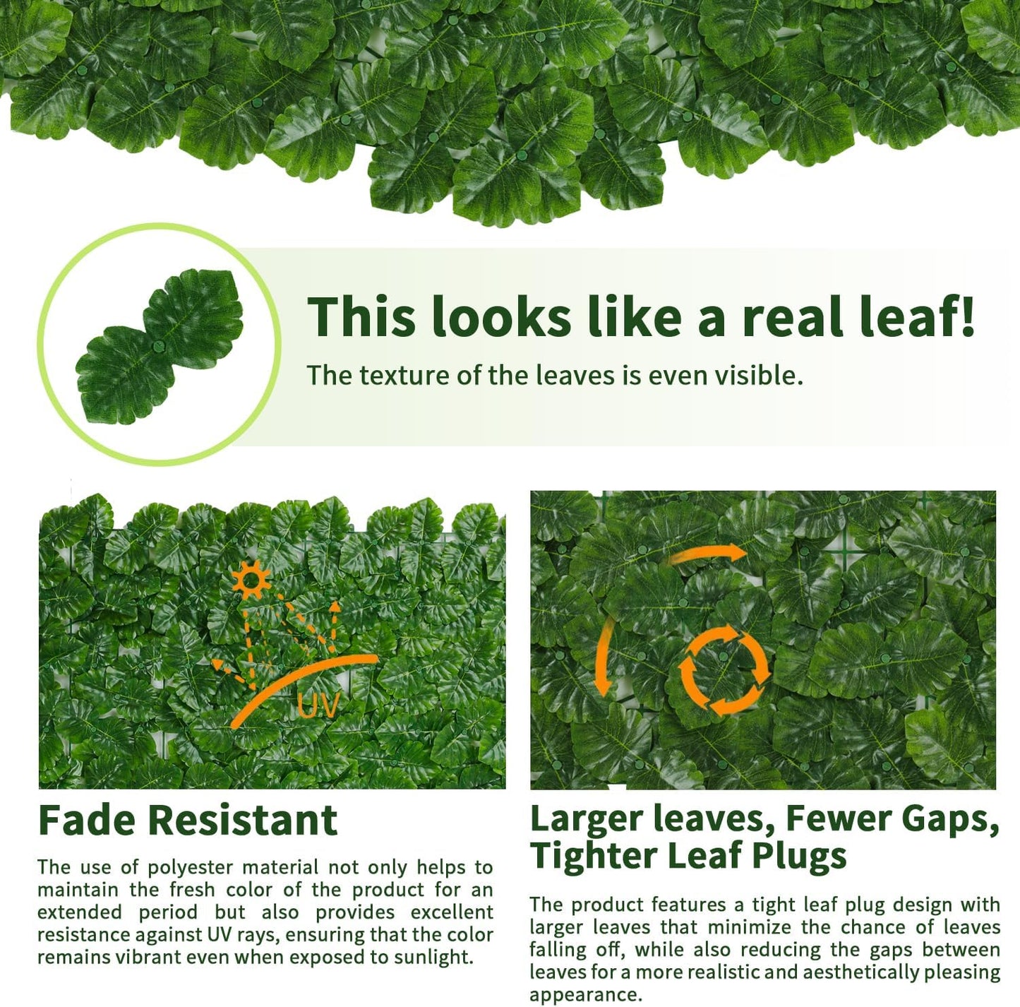 Jinwu Artificial Ivy Privacy Fence Screen (2 Rolls, Total 69x984 inch), Expandable Faux Privacy Fence with 79 pcs Zip Ties, Decoration for Outdoor Garden, Printed Monstera Leaf-VerdiqueGarden