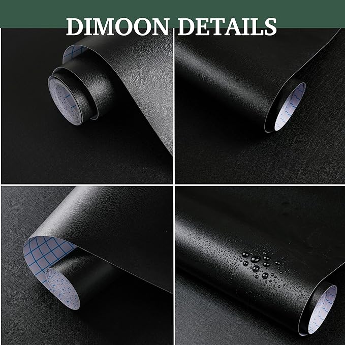 Dimoon 590''x17.7'' Black Peel and Stick Wallpaper Contact Paper Self Adhesive Wall Paper-VerdiqueGarden