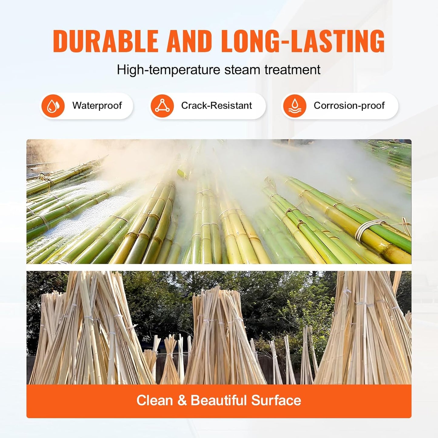 VEVOR Natural Bamboo Privacy Fence Screen, Eco-Friendly Decorative Bamboo Slat Fence, 6 ft H x 16 ft L Panel, for Garden, Backyard, Balcony, Patio, Pool Side-VerdiqueGarden