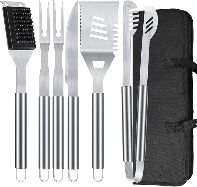 BBQ Grill Tools Set 16-inch Heavy Duty, 6 Pcs- Barbecue Utensils Kit for Camping, Kitchen, Outdoor Cooking,Suitable as a Gift for Men, Fathers, Friends-VerdiqueGarden