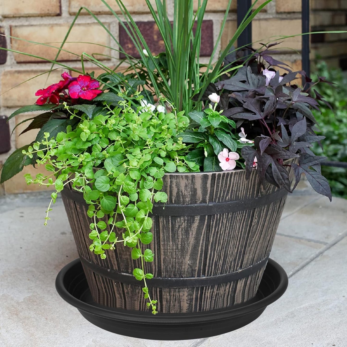 1 Pack of 26 inch Plant Saucer, Large Plant Tray, Heavy Sturdy Plant Drainage Tray for Indoors, Bird Bath Bowls, Sturdy Plastic Pot Tray for Planter (Black)-VerdiqueGarden