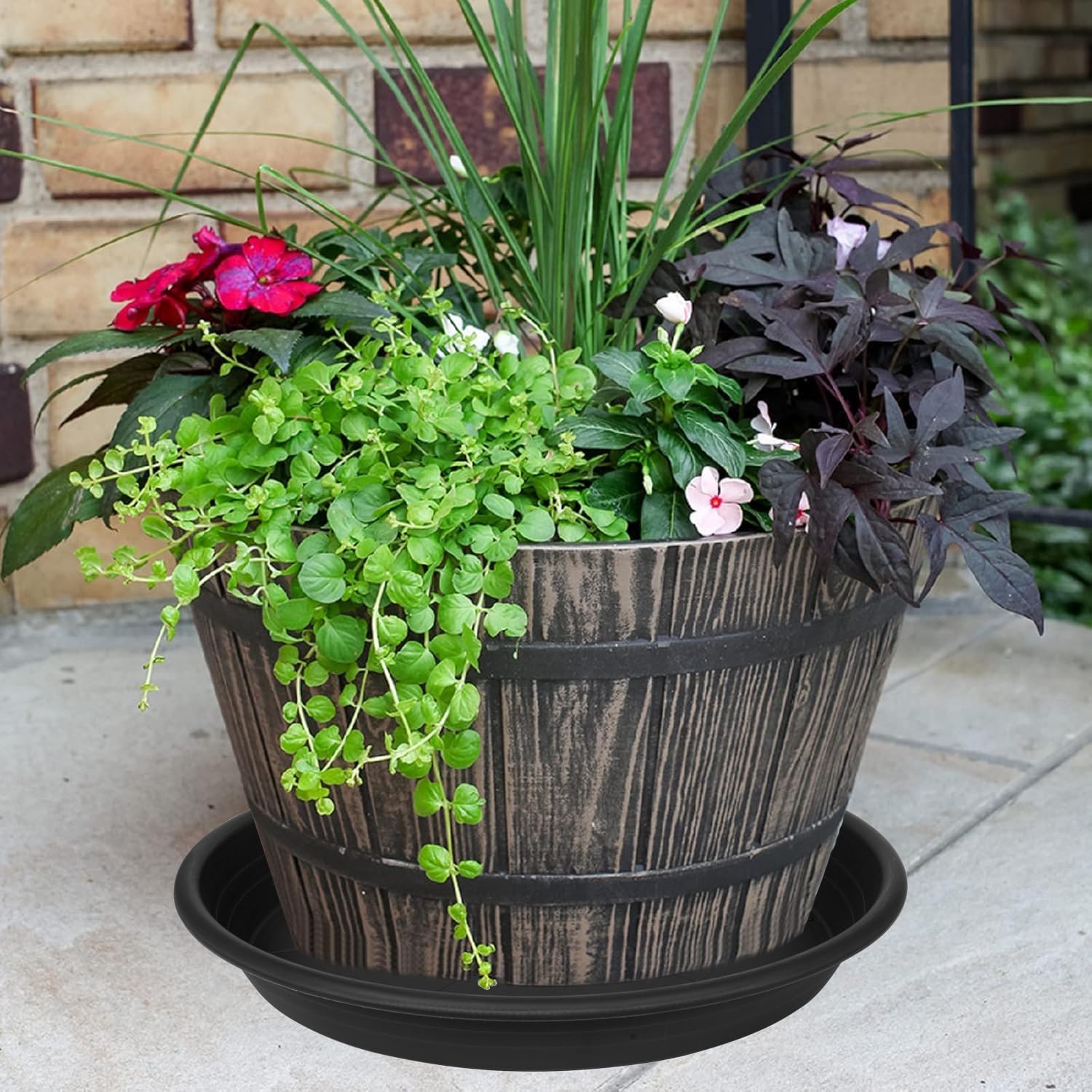 1 Pack of 26 inch Plant Saucer, Large Plant Tray, Heavy Sturdy Plant Drainage Tray for Indoors, Bird Bath Bowls, Sturdy Plastic Pot Tray for Planter (Black)-VerdiqueGarden