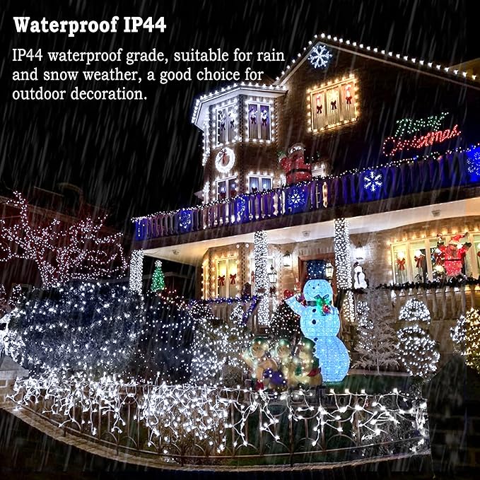 KNONEW 99ft 300 LED Christmas Lights Outdoor String Lights 8 Modes & Memory Fairy Light Plug in Waterproof LED String Lights for Xmas Yard Tree Wedding (Cool White)-VerdiqueGarden