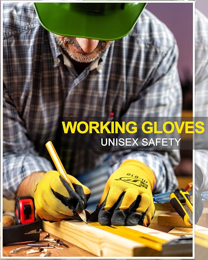 Nuogo 48 Pairs Gardening Gloves for Men Women Rubber Coated Safety Work Gloves Bulk for Gardening Construction Work-VerdiqueGarden