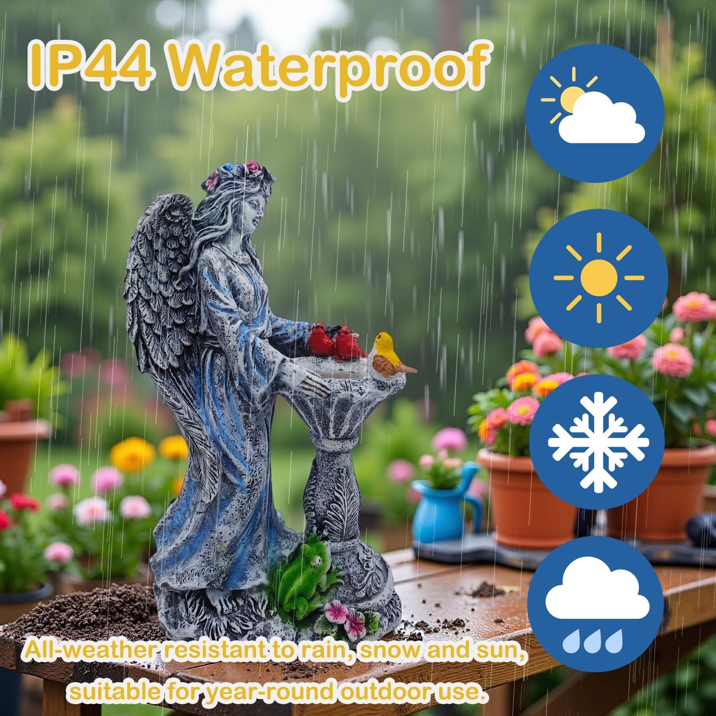 Mrocioa Solar Outdoor Garden Decor Angel Statue Light with Color Changing Birdbath, Waterproof Led Home Decor Figurine Lights for Yard Patio Front Porch, Housewarming Gifts for Thanksgiving Christmas-VerdiqueGarden