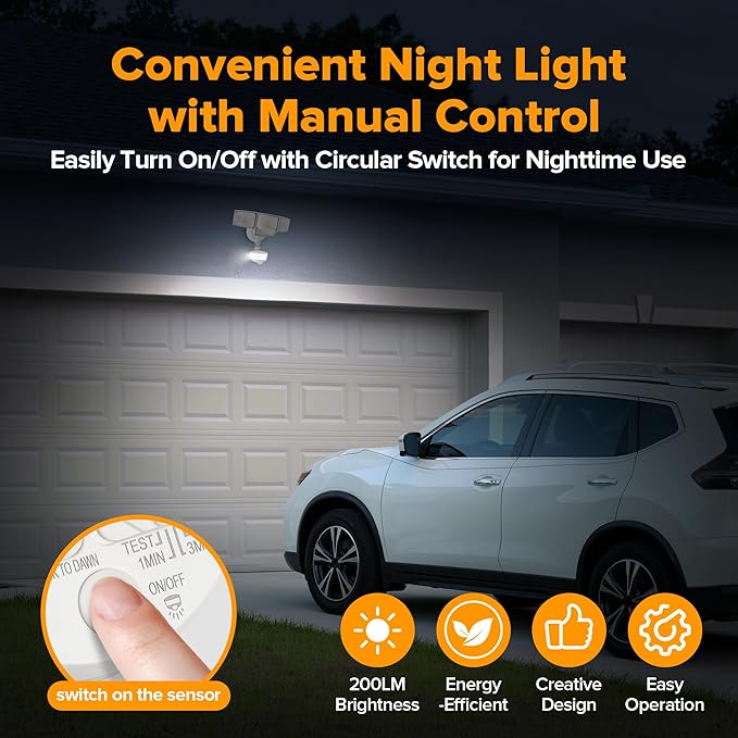 LUTEC 84W 9500LM LED Security Light Motion Sensor Outdoor Lights with Night Light, 4 Head LED Flood Lights Outdoor 5000K Daylight, IP65 Waterproof, Motion Detected Lights for Outside (White)-VerdiqueGarden