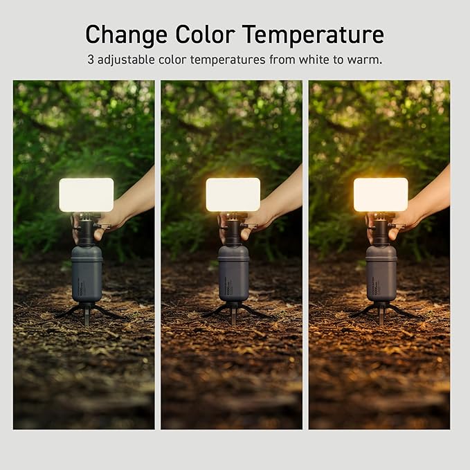 ELECOM NESTOUT Outdoor Camping LED Panel Flashlight w/ Mini Tripod, Dimmable USB Powered LED Light, IP44 Water Dust Resistant, 30-1000 Lumen, Portable Lantern for NESTOUT Power Bank, Beige (Flash-1)-VerdiqueGarden