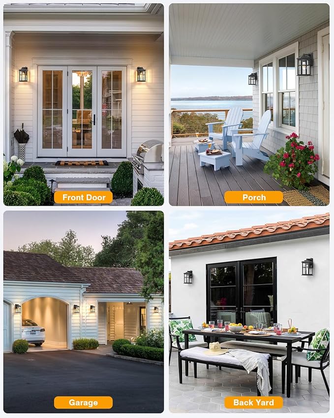 Dusk to Dawn Outdoor Lights for House, 2 Pack Outdoor Light Fixture, Black Exterior Lighting Fixtures, Dusk to Dawn Outdoor Lighting for House, Porch, Garage, Doorway, Anti-Rust, Waterproof-VerdiqueGarden