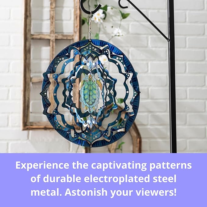 VP Home Kinetic Wind Spinner - Large Mandala Turtle - Colorful Garden Metal Outdoor Spinners - Unique Yard Wind Catchers - 3D Garden Wind Art Sculpture - Lawn and Patio Hanging Windmill Decorations-VerdiqueGarden