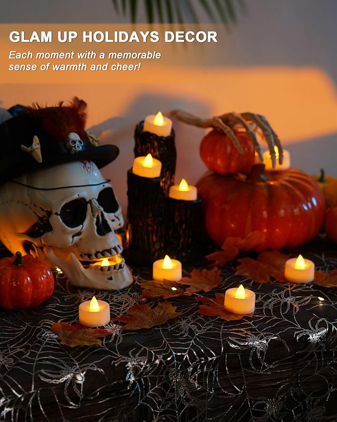 BEICHI Flameless Candles, 24Pack Battery Operated Candles, LED Tea Lights Candles Battery Operated, Flickering Fake Candles for Wedding Halloween Christmas Diwali- Warm Yellow-VerdiqueGarden