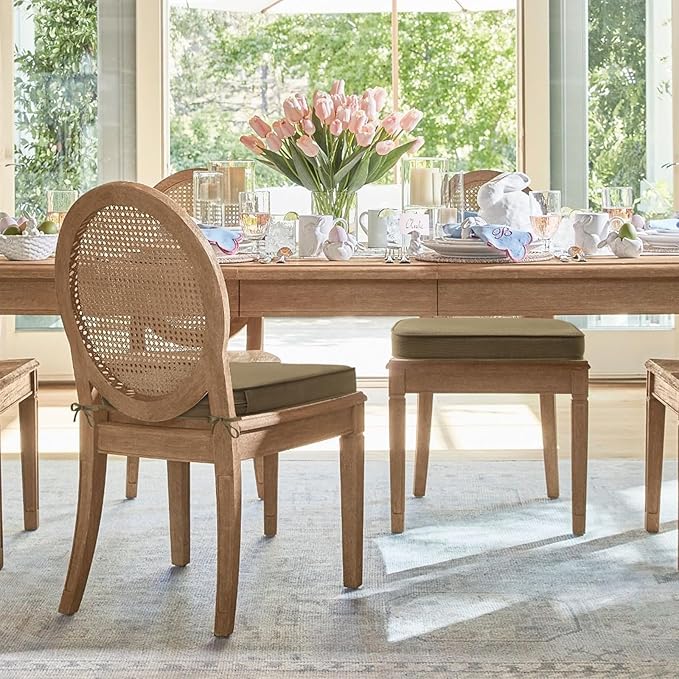 Outdoor Sunbrella Round Corner Seat Cushion, 17"x16"x2", Set of 4, Non Slip Seat Cushion Pads with Removable Cover for Patio Furniture, Garden Yard Lawn, Specrtum Caribou-VerdiqueGarden