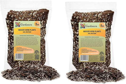 Soil Mixture for Indoor Herb Planters - 10 Quart - Specially Blended Soil Mixture for Planting and Growing Indoor Kitchen Herbs Indoors (2 Bags of 5 Quart)-VerdiqueGarden