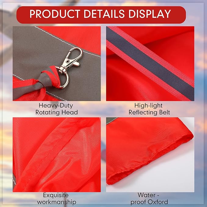 2 Pcs Airport Windsocks Measurement Sock Bag with Reflective Belt Oxford Fabric Ripstop Wind Sock Wind Direction Indicator Windsocks Outdoor Aviation Flag for Airport Farm, 31.5 Inch, 39 Inch(Red)-VerdiqueGarden